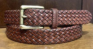 Brooks Bros braun 2 Schichten geflochtener Ledergürtel Gr.36 1-1/8" breit Messing BKL sehr guter Zustand - Bild 1 von 7