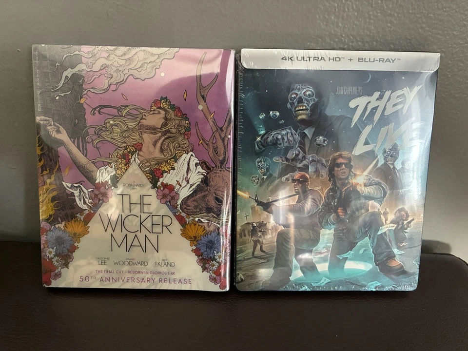 The Wicker Man & They Live 4K UHD Blu-Ray Steelbooks NEW RARE Foto 1 de 1