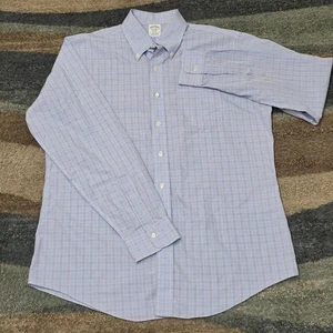 Brooks Brothers Regent Shirt Mens 16-35 Blue Plaid Button Down Supima Cotton - Picture 1 of 5