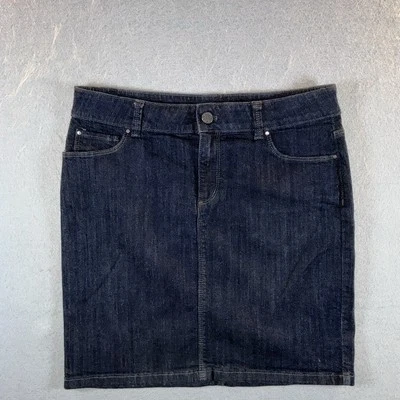 Ann Taylor woman’s size 8P dark denim pencil skirt flat front preppy coastal - Image 1 of 4