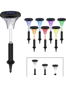 Solar LED Pathway Lights 8-Pack Color Changing Waterproof Outdoor Open Box - Picture 1 of 5