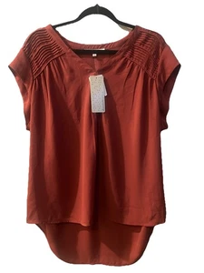 Daniel Rainn V-Neck Top Pleated Front Cap Sleeves Spice Size XL NWT - Picture 1 of 7