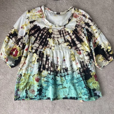 Tianello Tunic Top Womens XL Boho Floral Artsy Lightweight Flowy India Blouse - Image 1 of 4