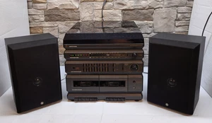 GE 11-2012A AM/FM Dual Cassette Deck Stereo Integrated Deck With Speakers Tested - Picture 1 of 24