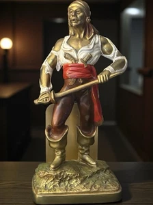 Antigua escultura pirata Swashbuckler de 1925 sujetalibros de latón pesado - Imagen 1 de 15