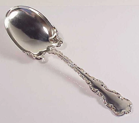 Whiting Sterling Vegetable Serving Spoon Louis XV Cover