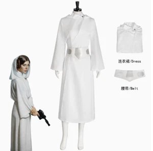 Star Wars: Princesa Leia Cosplay Leia Organa Solo Disfraz Blanco Vestido Largo - Imagen 1 de 9