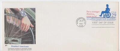 TurtlesTradingPost- Disabled Americans Envelope 1992 #U629 FDC- Fleetwood Cachet - Image 1 of 2