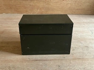 Index Card Metal Box Organizer Recipes Filing 5-1/4" x 3-1/8" x 3-5/8" Vtg Empty - Picture 1 of 24