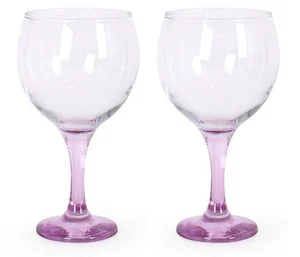 Gin balloon glasses Gin and tonic  cocktail spanish  650ml Pink foot set of 2 - Picture 1 of 1