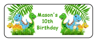 30 dinosaur birthday party stickers bubble labels tags personalized - Image 1 of 3