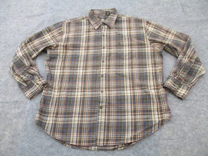 Timberland Shirt Mens Extra Large Brown Blue Plaid Long Sleeve Casual - Picture 1 of 8