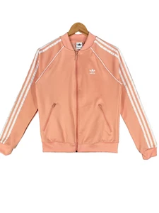 Adidas Giacca Donna 10 Peach Bianco Trifoglio Firebird 3 Righe Top Originale - Foto 1 di 15