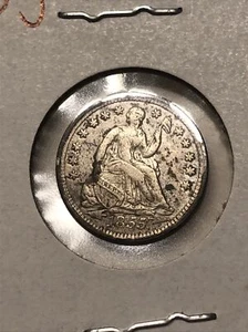 Media moneda de diez centavos Seated Liberty 1855 elección de plata XF/AU - Imagen 1 de 6
