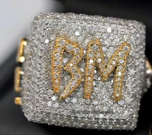 Para Hombres 9.81Ct VVS1 Moissanita Nombre Personalizado Número Letra Anillo Plata Pasa Probador - Imagen 1 de 3