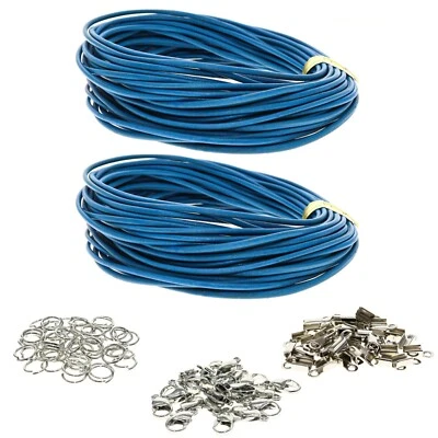 10 metros de cabo de couro genuíno de 2 mm para fabricação de joias e 75 achados de joias - Imagem 1 de 4