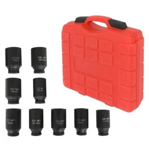 9pcs Deep Impact Socket Set 1/2" 6Pt Drive Metric Axle Hub Nut Socket 29-38mm - Picture 1 of 5