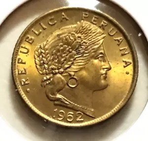 1962 Peru 5 Centavos Coin - KM#223.2 -Stunning Details (IN#10897) - Picture 1 of 4