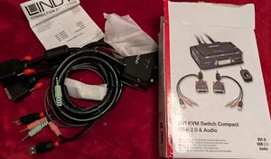 LINDY Switch KVM compatto 2 porte - DVI, USB 2.0 e audio - Foto 1 di 2