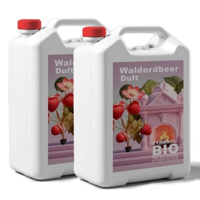DTPSOFT 10 Liter Bioethanol WALDERDBEEREDUFT Premium 100% für Kamin Ethanolkamin 2 x 5L