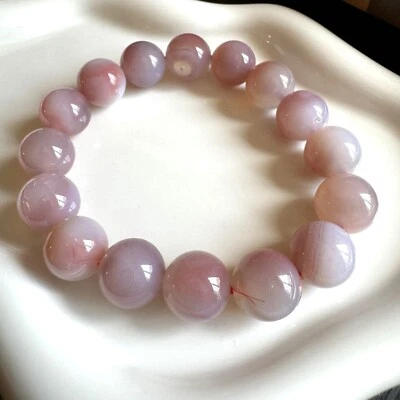Delicada pulsera de ágata rosa - cuentas redondas lisas, joyería de piedras preciosas pastel suaves Foto 1 de 4
