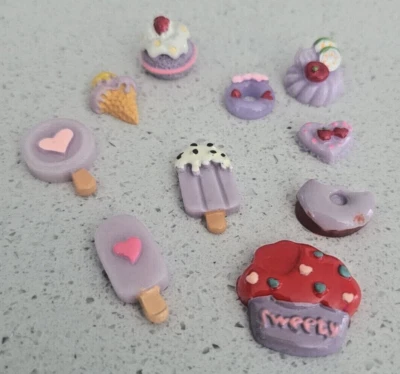 10pc Sweet Treat Purple Themed Resin Flatback DIY Craft Decor Embellishment - Image 1 of 3