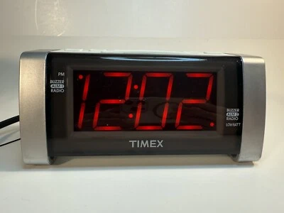 Timex Clock Radio T235Y Double Alarm AM/FM White Grey Jumbo Red Numbers - Image 1 of 4