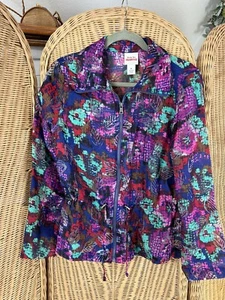 ruby rd jacket size 10 jacket purple floral sheer - Picture 1 of 9