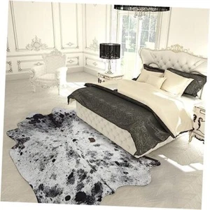 Exquisite Cowhide Rug, 4 x 5.2 ft Faux Cowhide Rug 4.6*5.2ft Gray White Black - Picture 1 of 7