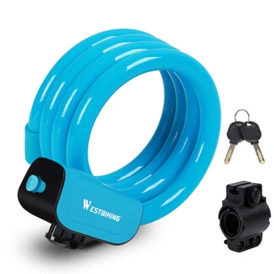 Bike Lock Cable with 2 Keys Heavy Duty Strong Steel Bicycle Security Chain - Image 1 of 4