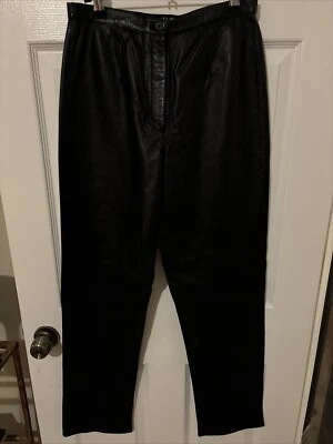 Mix It Leather Lined Pants Black Straight Leg High Waist Women’s Size 8 Vintage - Image 1 of 4