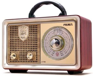 Retro Portable Radio J-110: Vintage AM/FM Bluetooth Speaker with 3 Power Options - Picture 1 of 9