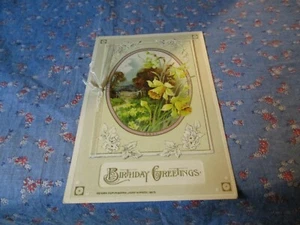 Old Postcard Birthday Greetings Small Prose Booklet - Picture 1 of 5