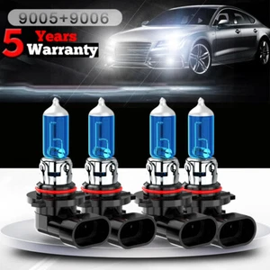 4x 9005 9006 HID Xenon Halogen Headlight Bulbs Hi/Low Beam Kit Xenon Super White - Picture 1 of 21