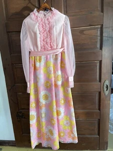 VTG Retro Floral Dress Gown Handmade By Arta Zevenbergen 60/70’s Prom Bridesmaid - Picture 1 of 24