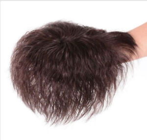 100% Human Hair Curly Topper Toupee Clip Hairpiece Top Wigs Men Women