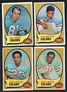 Lot of 4 1970 Topps Football Houston Oilers Beirne Bethea Levias Webster  - Bild 1 von 2
