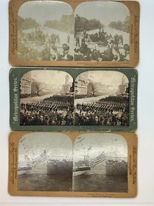 (3) 1898-1905 Sterioview Cards: McKinley, Teddy Roosevelt Inaugural, Old Glory - Picture 1 of 5