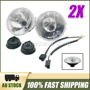 2PCS 7" Semi Sealed Beam 178mm Round Curved Glass Std Lense Headlight H4 Type OZ - Picture 1 of 11