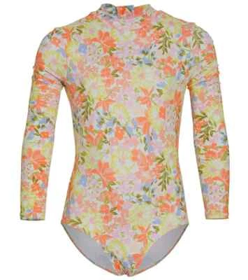 Billabong L127727  Girls Multi Floral Windsong Long Sleeve Swimsuit Size 14 - Image 1 of 4