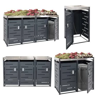 Mülltonnenverkleidung HWC-H40b, Mülltonnenbox, Edelstahl-Metall-Kombi 78kg - Bild 1 von 4