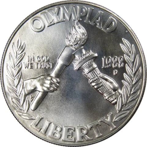 Seoul Olympiad Commemorative 1988 D 90% Silver Dollar BU Uncirculated $1 Coin Cover