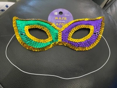  Mardi Gras Sequin Cat Eye Half Mask Adult Size New!!! - Image 1 of 2