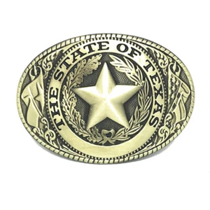 Star & American Flag Belt Buckle Western Cowboy Cowgirl Motorcyclist (FLST-01) - Picture 1 of 2