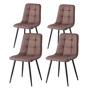 Pack de 4 sillas de comedor estilo vintage color marrón claro, tela técnica - Imagen 1 de 11