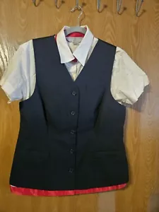 Vintage Delta Flight Attendant Uniform Blouses & Vest Sz 14 Red Trim - Picture 1 of 7
