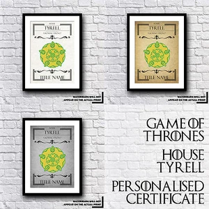 Game Of Thrones - GoT - House Tyrell Personalised Certificate - Personal Gift - Bild 1 von 61