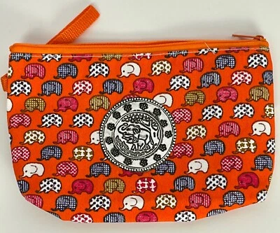 Makeup Case Cosmetic Zip Bag Elephant Toiletry Pouch Travel Organizer Orange - Image 1 of 3