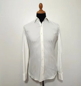 Authentic Prada Shirt Sz. 37 White Men Dress Elegant Cotton Blend Long Sleeve  - Picture 1 of 8