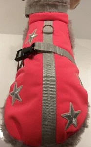 Wintermantel, Hundegeschirr Neon Orange Halsband Geschirr Plüsch Hunde Sterne - Bild 1 von 5